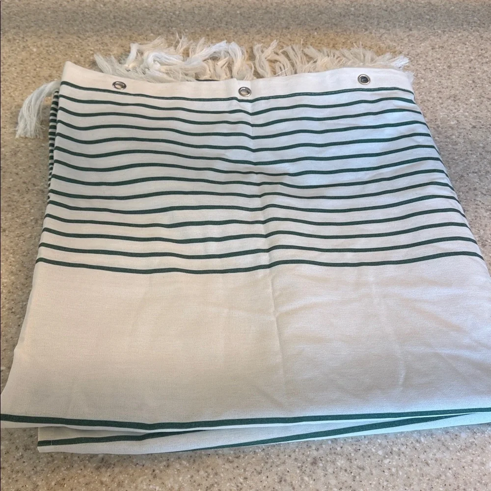 NWT awellife 72inx72in fabric shower curtain boho dark green stripe